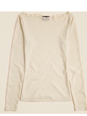 J.Crew Collection Sheer Metallic Boatneck Top Women’s XS NWT Shimmer Scalloped